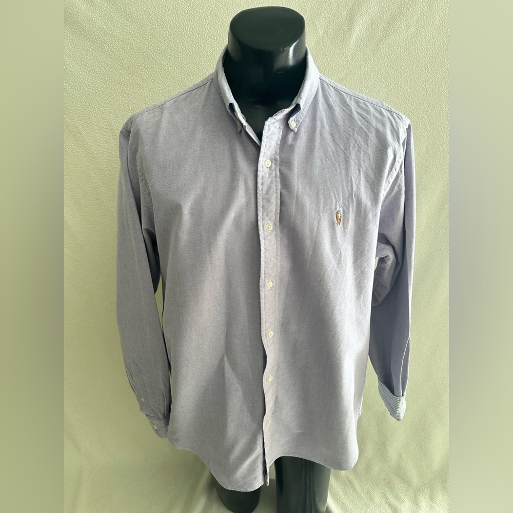 Ralph Lauren Shirt Mens XL Purple Classic Fit Flesh Pony Flip Cuff Long Sleeve